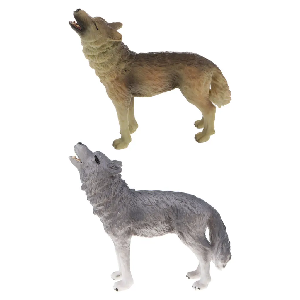 3 Pcs Realistic Howling Wolf Wild Animal Figurine Model Action Figure Kids Educational Toys Gift Home Decoration