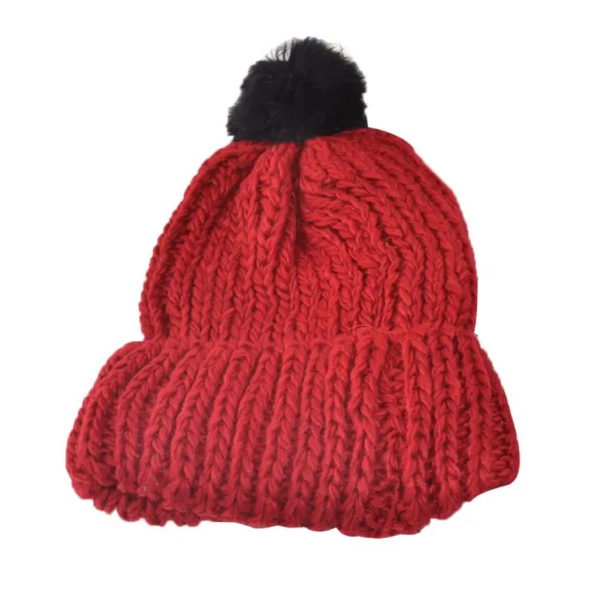 Женские зимние шапки, вязаная теплая шапочка вязаная шерстяная шапка, зимняя теплая уличная спортивная шапки для туризма, шапки - Цвет: Red