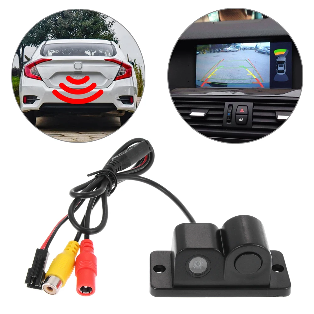 

2in1 LCD Display Car Reverse Backup Radar Sound Alert Video Parking Sensor Camera with Night Vision Auto Rear View Camera