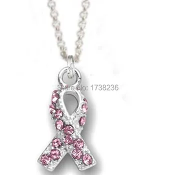 

Breast Cancer Pink Ribbon Necklace Breast Awareness Ribbon Jewelry Necklace