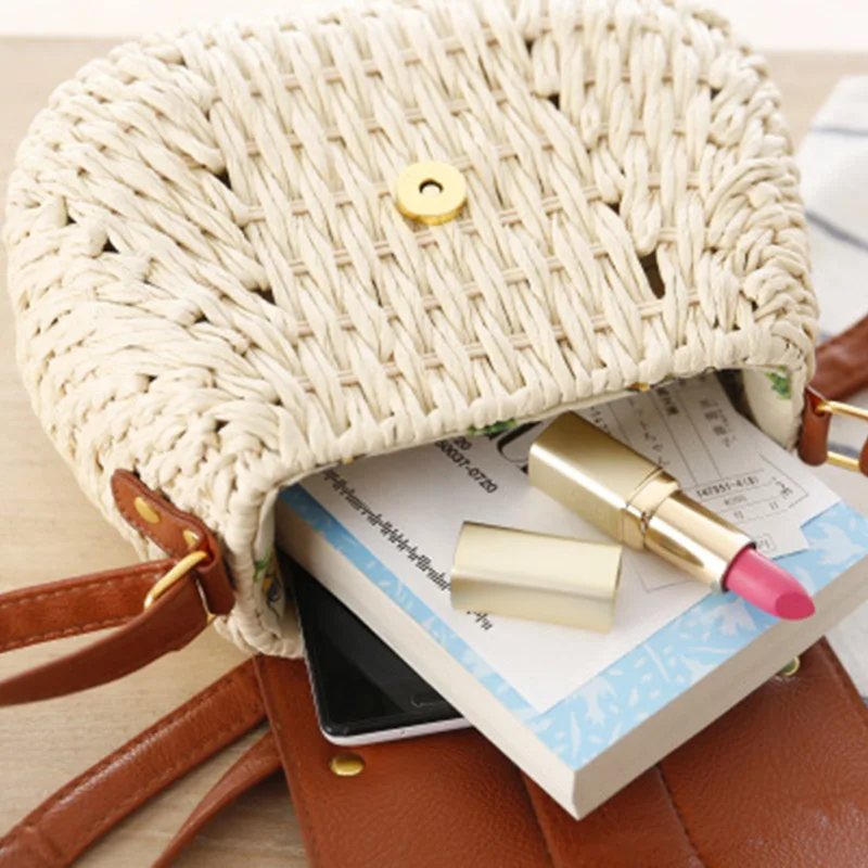 Women INS Popular Handbag Bohemian Bali Rattan Female Beach Straw Bags Vintage Knitted Lady Weave Handmade Shoulder Bag SS0407 (5)