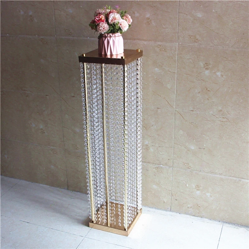 JAROWN Iorn Gold Plated Crystal Bead Chain Square Wedding Main Table Decoration Flower Ball Flower Stand Home Party Decoration (11)