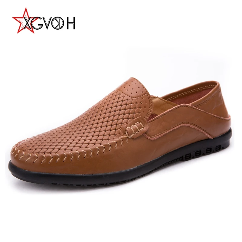 

XGVOKH Men Fashion Genuine Leather Moccasins Driving Casual Loafers Shoes Summer Breathable Soft Driving Men's Handmade Zapatos