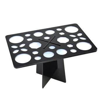 

28 Holes Cosmetic Brush Holder Storage Organizer Rectangle Brush Drying Rack Makeup Brushes Shelf Acrylic Drying Tower Black