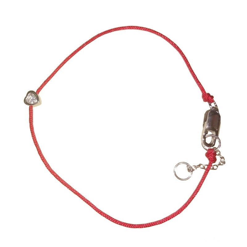 Регулируемый браслет из серебра 925 пробы, тонкая красная нить, сердце, cz, очаровательный браслет, Плетеный веревочный браслет для женщин