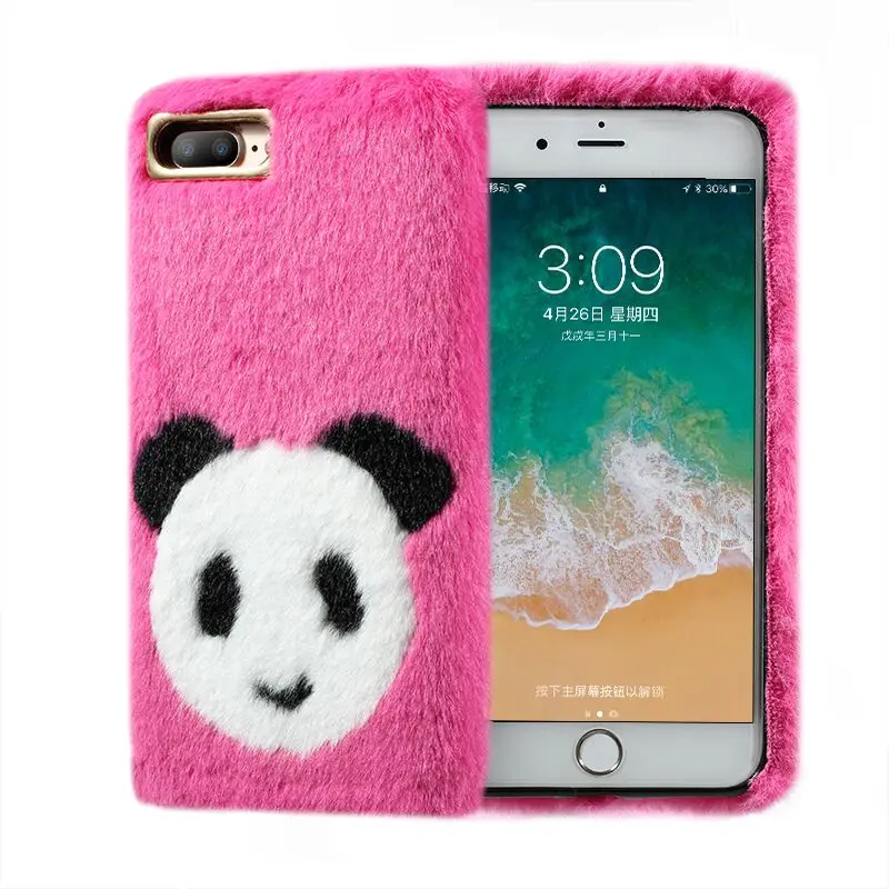 For  iPhone XS Max Case iPhone XS XR 7 8 Luxury Winter Furry Warm Phone Case For iPhone 8 7 6 6s Plus Cute Cartoon bear Cover