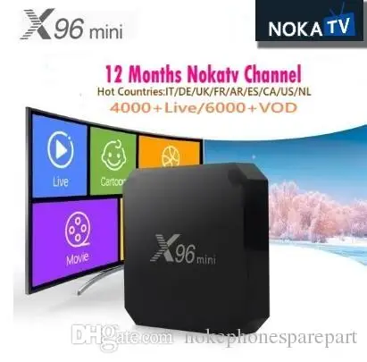 1 год X96 Мини Android 7,1 Смарт ТВ коробка NOKA ТВ код 1 год IP ТВ подписка