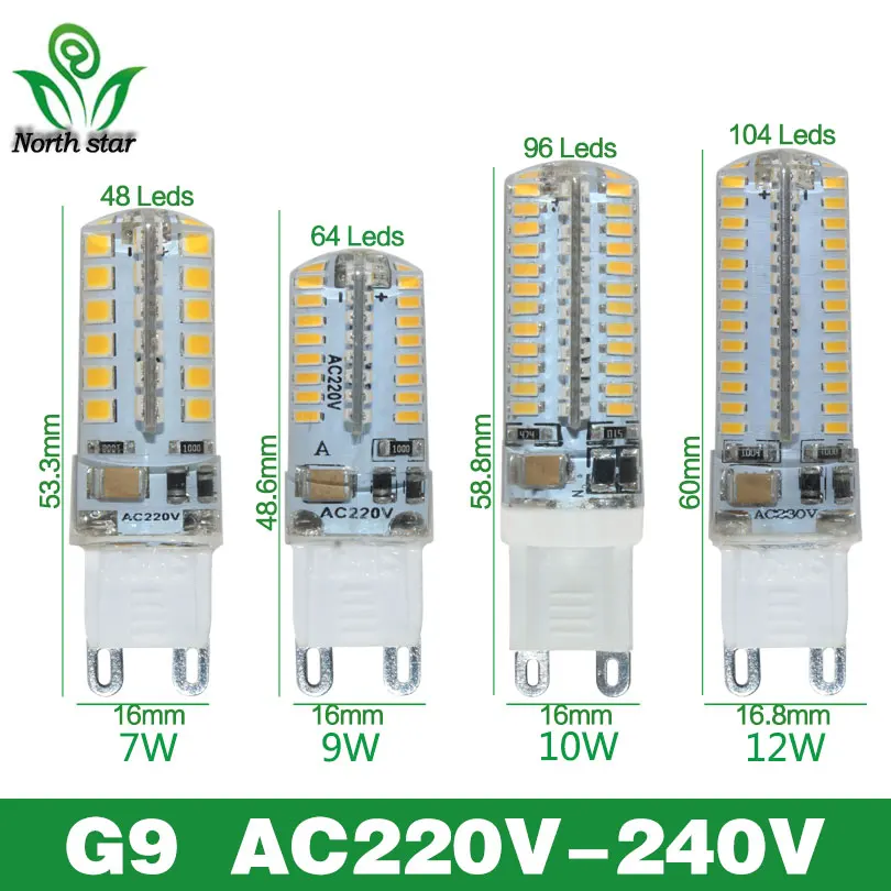 Новинка 2016 светодиодные лампочки G4 G9 SMD3014 2835 3 Вт 7 9 12 светодиодная лампа Lamparas 220 в В