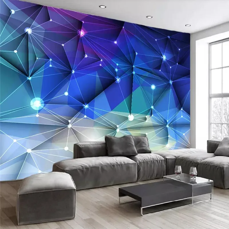Blue geometric polygon starry background wall professional production mural wholesale wallpaper mural poster photo wall Blue geometric polygon starry background wall professional production mural wholesale wallpaper mural poster photo wall