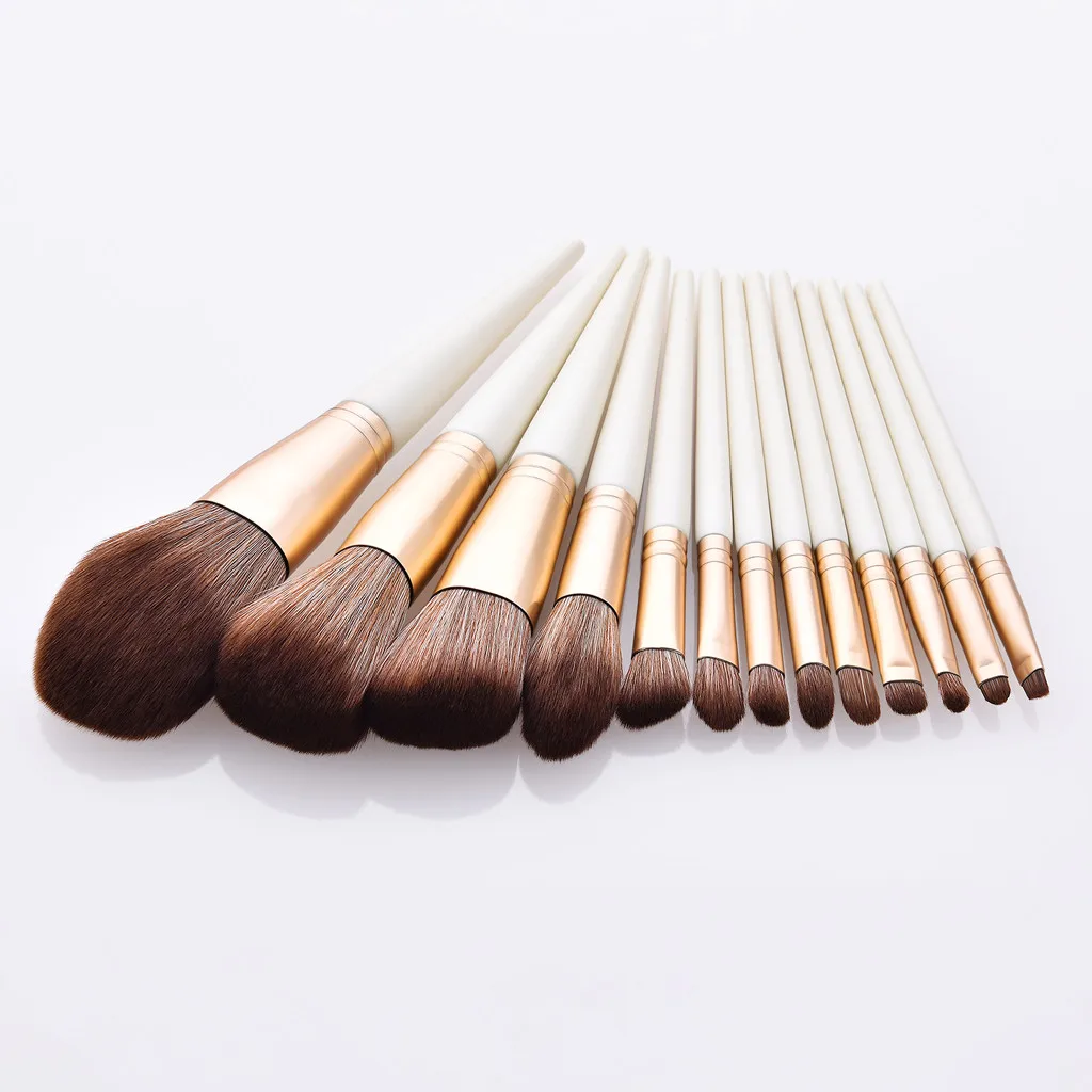 

Foundation Cosmetic Eyebrow Eyeshadow Brush Makeup Brush Sets Tools 13PCS White high-end wooden handle quality mouth tube 04*