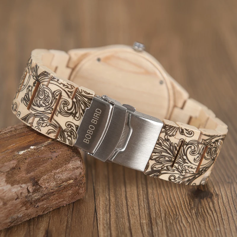 2017 BOBO BIRD Wood Watch Men Luxury Handmade Japan Move' 2035 Wood Band Quartz Wooden Band Writ Watch Male Relogio C-O07