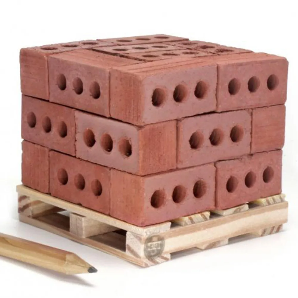 Teaching Class Wall Cement Toy New 32Pcs Mini Cement Cinder Bricks Build Your Own Tiny Wall Mini Red Bricks