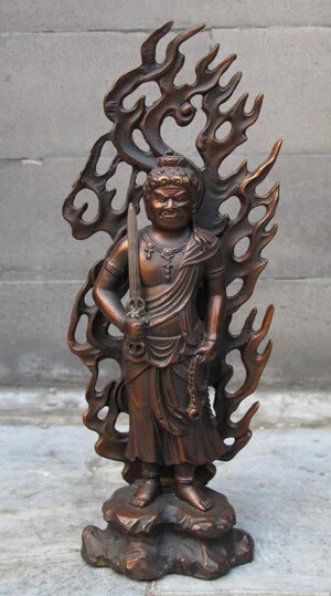 

xd 002794 Tibet Buddhism Temple Red Bronze Fudo Acalanatha Protector Deity Buddha Statue