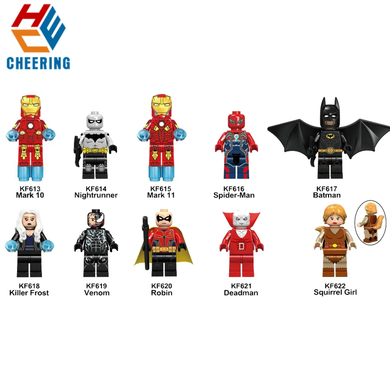 Одиночная продажа строительных блоков Супер Герои Mark10 Nightrunner Mark11 Человек-паук Бэтмен подарочные фигурки Кирпичи игрушки для детей KF6052