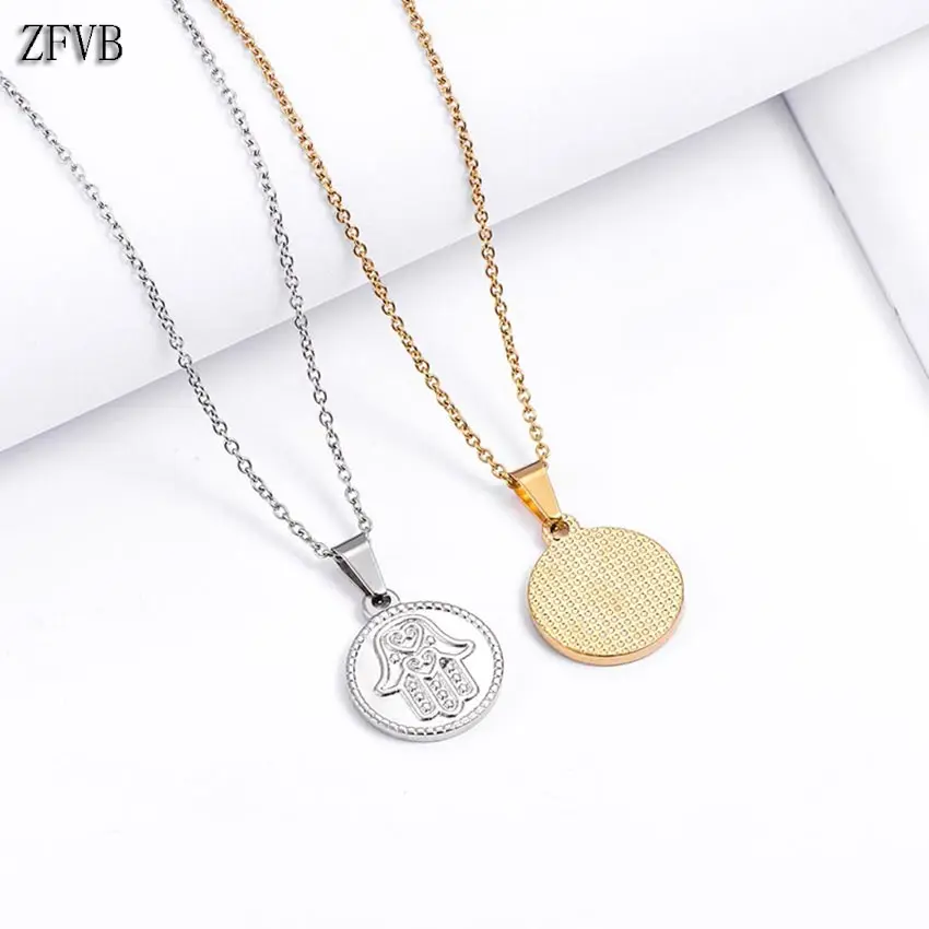 ZFVB модное Сердце ожерелье с дизайном рука подвески для женщин из нержавеющей