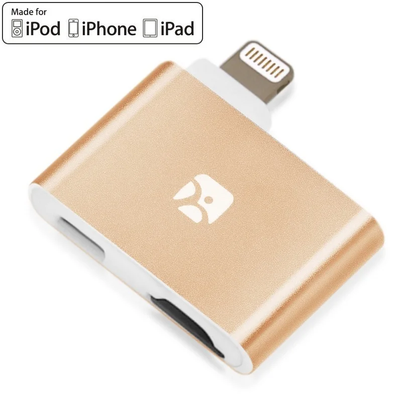 Устройство чтения MicroSD для iPhone/iPad/iPod с портом Lightning, одновременная зарядка в качестве флеш-накопителя - Цвет: Золотой