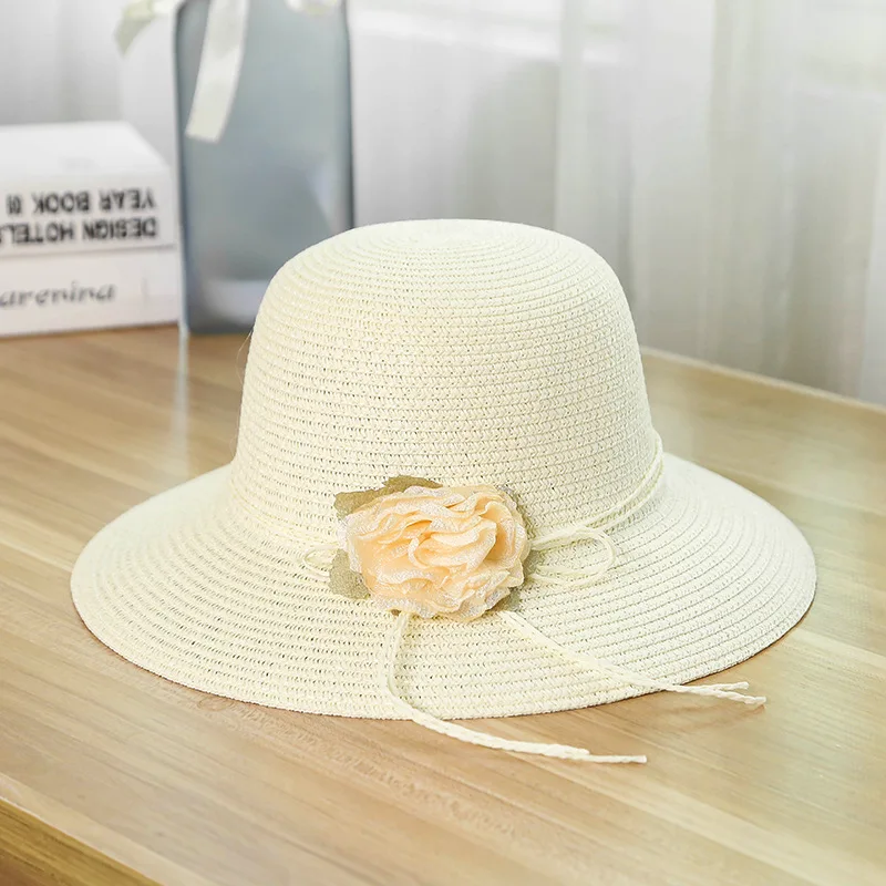 الصيف في الهواء الطلق ظلة الزهور القش قبعة للسيدات واقية من الشمس القبعات شاطئ كاب المرأة أقنعة القبعات وقبعات المرأة قبعات للحماية من الشمس