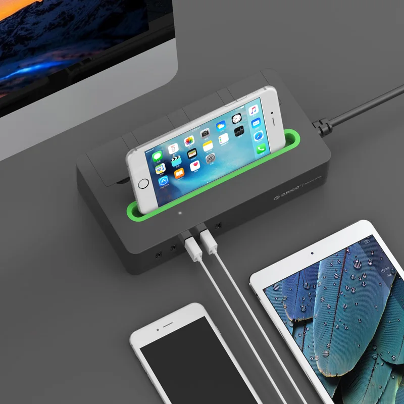 Orico черный DST-4A5U-US США plug с держателем телефона Мобильный разъем поддержка Детская безопасность крышка