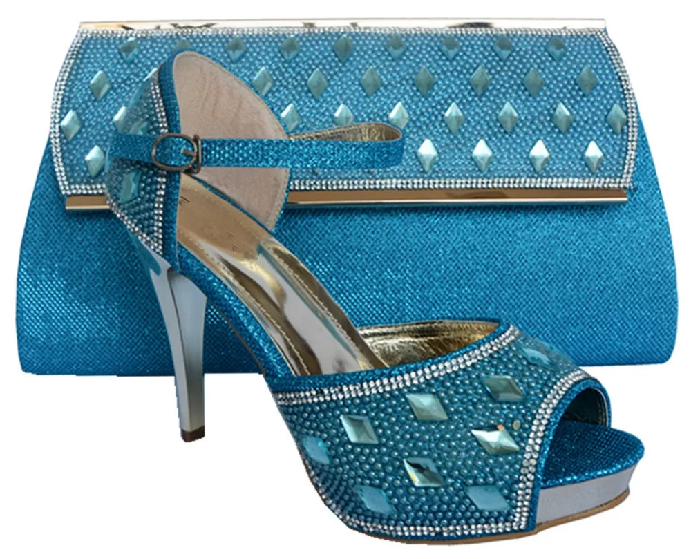 2017 High Quality Women Crystal Shoes And Matching Bag In