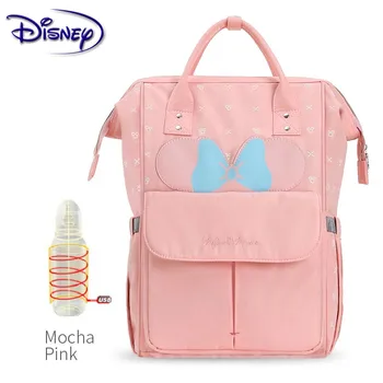

Disney USB Bottle Feeding Travel Backpack Baby Bags For Mom Storage Bag Mummy Bags Mocha Cute Waterproof Diaper Bags