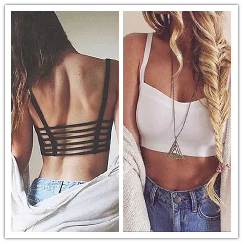 

Womens Hollow Low Neck Out Backless Tops Summer Cotton Vest Tank Tops Black White Color