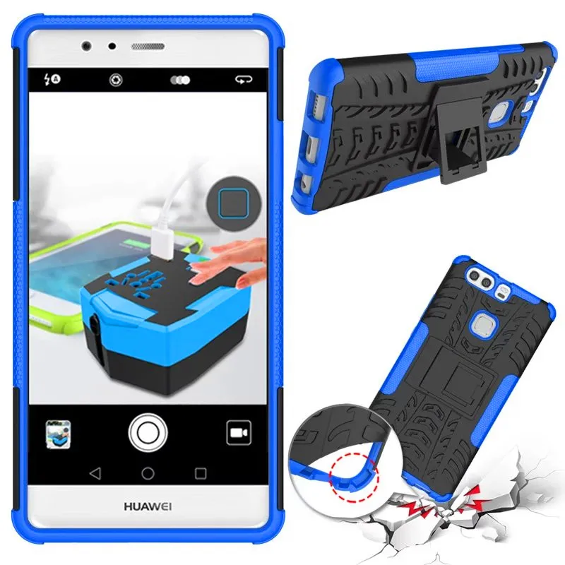 

Huawei P9 Plus P9Plus P9+ Case Dual Layer Armor TPU+PC Hybrid Kickstand Cover Case for Huawei P9 Plus 5.5" Phone Shell Cover