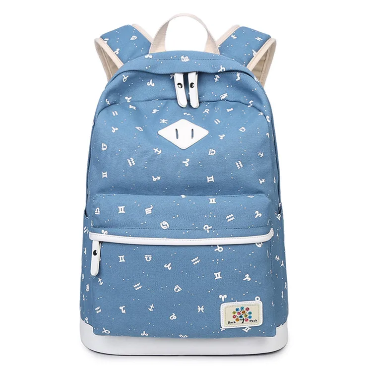FengDong, черный холщовый Детский рюкзак с принтом, школьные сумки для девочек, дорожный рюкзак для ноутбука, Детская сумка для компьютера, сумка для книг для девочек - Цвет: light blue