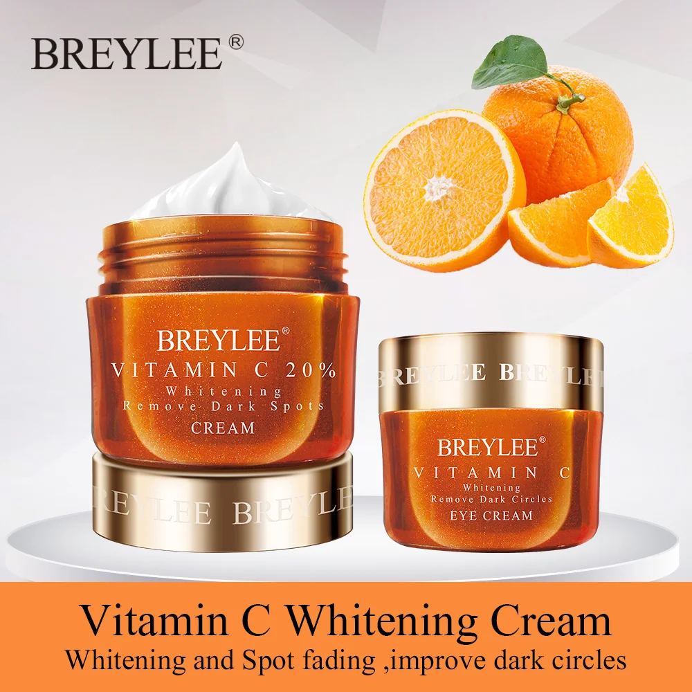 BREYLEE витамин C отбеливание комплект крем для глаз, устраняет темные круги возле выцветает веснушки Пятна меланина для отбеливания для лица крем для ухода за кожей лица