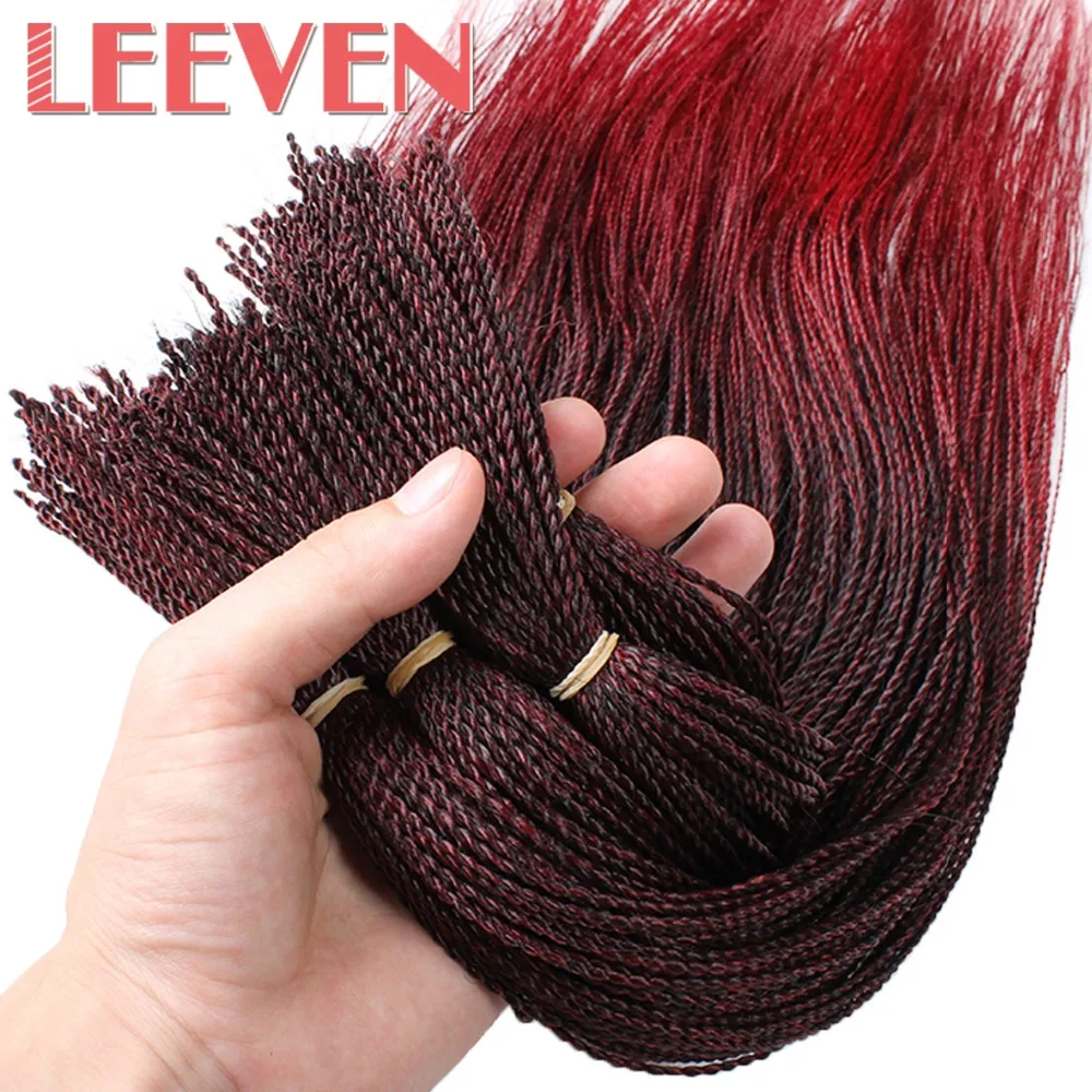 Leeven 22 дюймов Сенегальские твист вязание крючком косы волос миллион косичек Омбре черный коричневый синтетический плетение волос сделано в парики