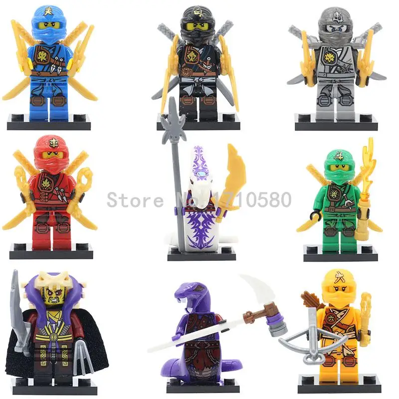 Ninjagoinglys Figures Kai Zane KOZU Jay Cole Lloyd Wu Krux Yang Gereral Pythor Giant Snake Building