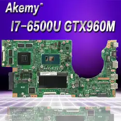 Akemy K501UW Материнская плата ноутбука para ASUS K501UW K501UX K501UB K501U K501 тесте mainboard оригинальный DDR4-8G-RAM GTX960M I7-6500U