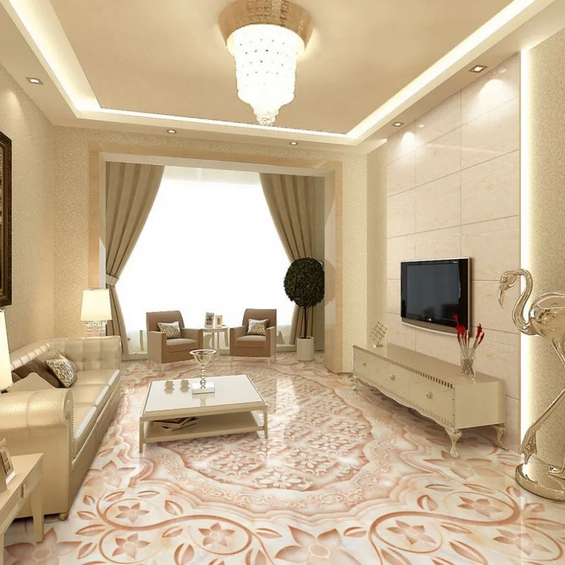 

Free Shipping Marble texture parquet reliefs 3D floor painting lifelike thickened wallpaper self-adhesive bathroom mural