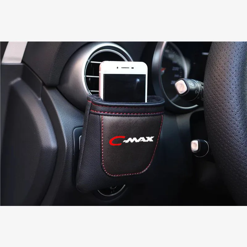 

PU Leather Car Air Vent Stow Tidy Storage Bag Clip on Air Outlet Car Phone Bag Coin Bag For Ford Cmax