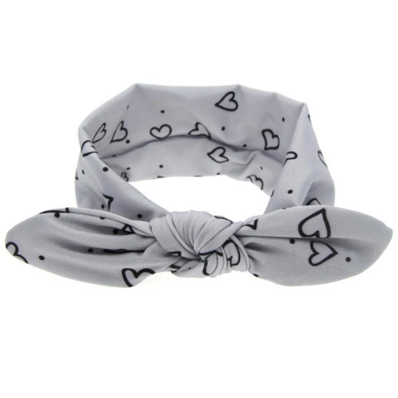 

Good Deal New Fashion kids Girls Rabbit Ears Elastic Wave Grey Colour Bowknot Headband Hair Accessorries 1PC