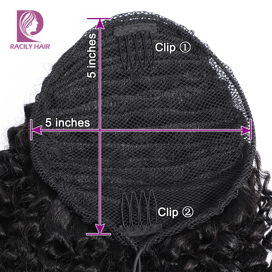 Racily Hair Afro Kinky Curly Ponytail Human Hair Remy Brazilian Drawstring Ponytail 1 Piece Clip In Hair Extensions 1B Pony Tail 3 Racily Hair Afro Kinky Curly Ponytail Human Hair Remy Brazilian Drawstring Ponytail 1 Piece Clip In Hair Extensions 1B Pony Tail 3