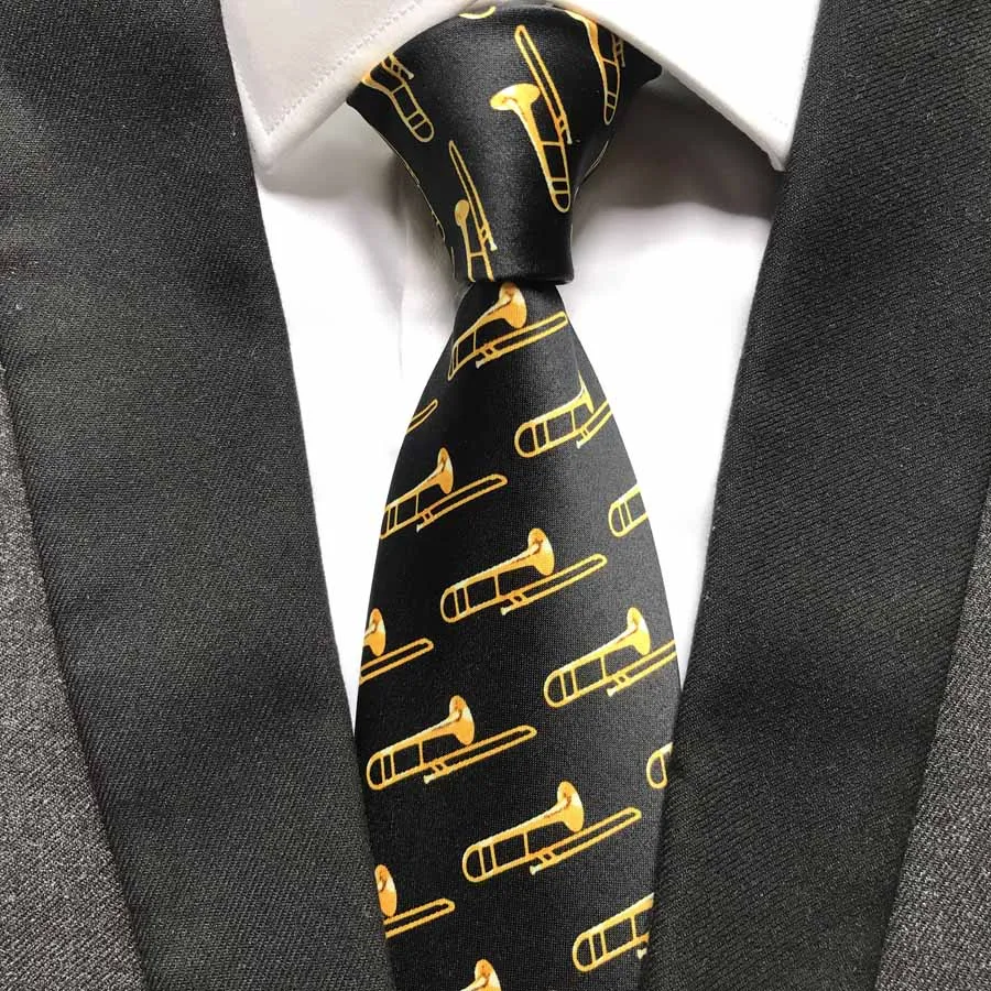Дизайн мужской музыкальный галстук с рисунком трубы, галстуки для концерта