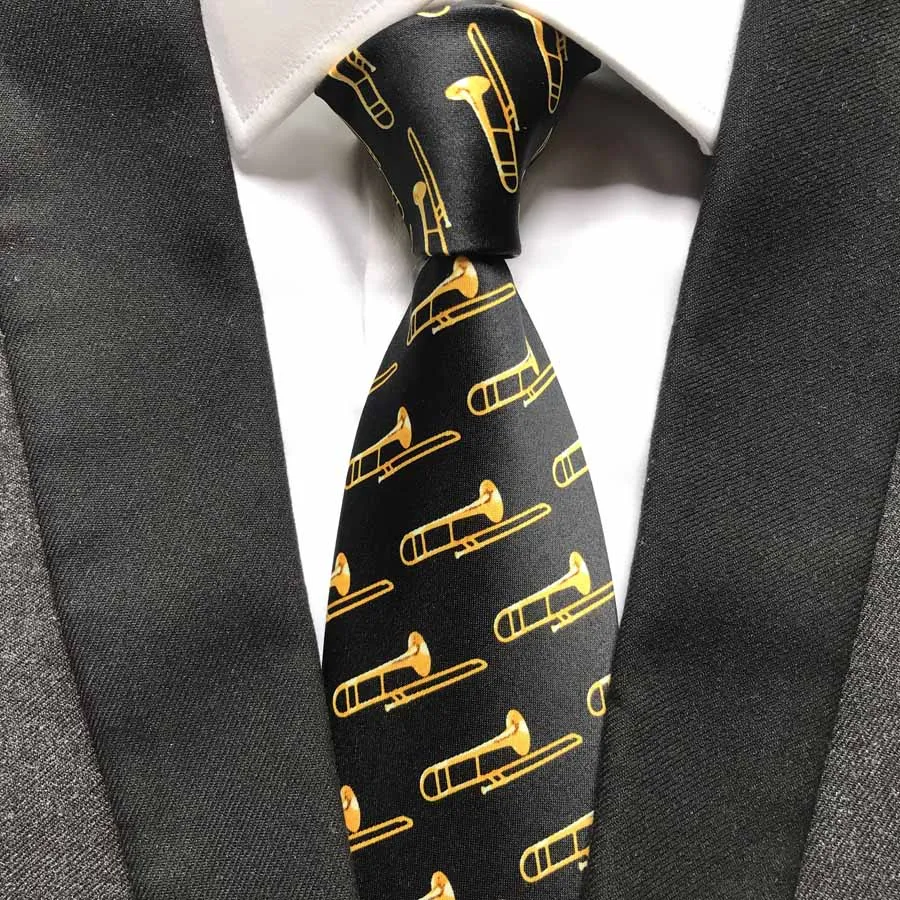 

2019 New Design Men Musical Necktie Trumpet Pattern Musician Concert Ties
