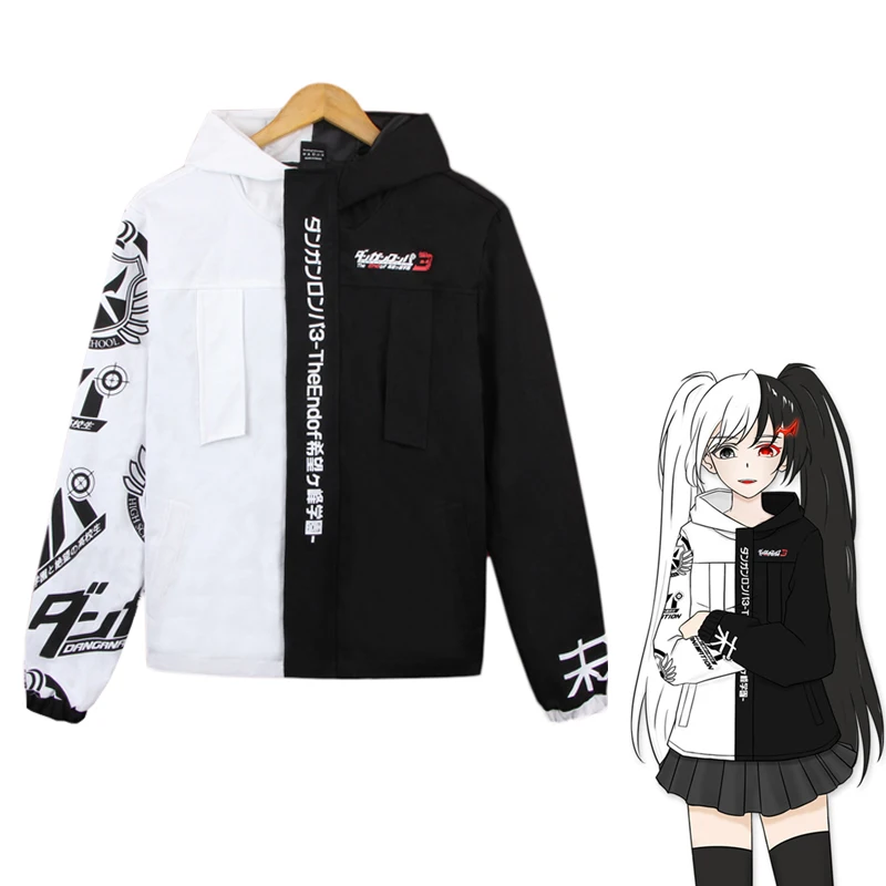 

Danganronpa Monokuma Hooded Jacket Cosplay Costume Dangan Ronpa Trigger Happy Havoc Spring Autumn Daily Casual Zipper Coat