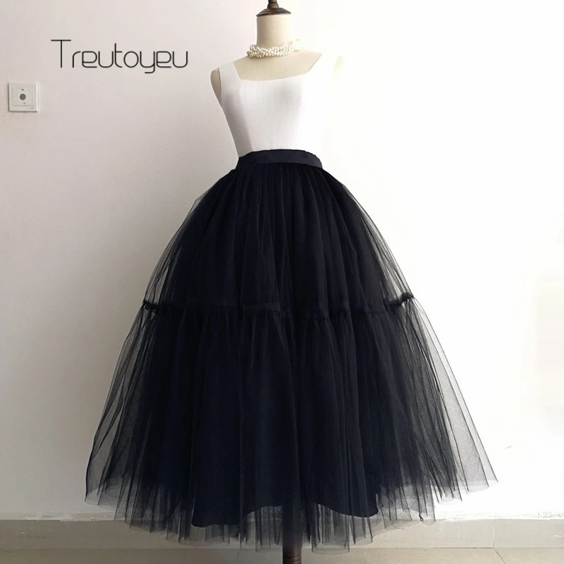 [Custom Made] 5 Layers Black Maxi Long Tulle Skirt Pleated Tutu Skirts