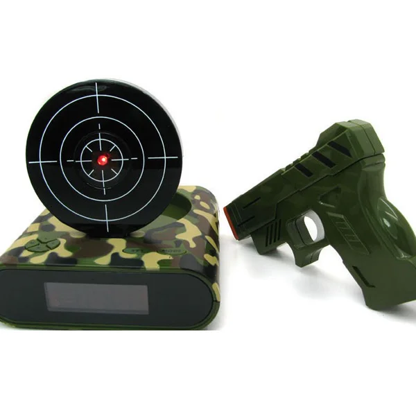 Novelty LCD Screen Laser Gun Target Shooting Digital Alarm Clock