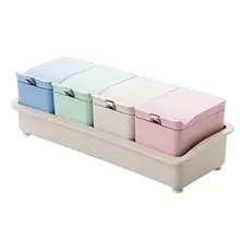 4 сетки пшеничной соломы специй коробка банки для специй приправы коробка для хранения приправы графинчик контейнер для хранения кухонная, коробочка, приправ