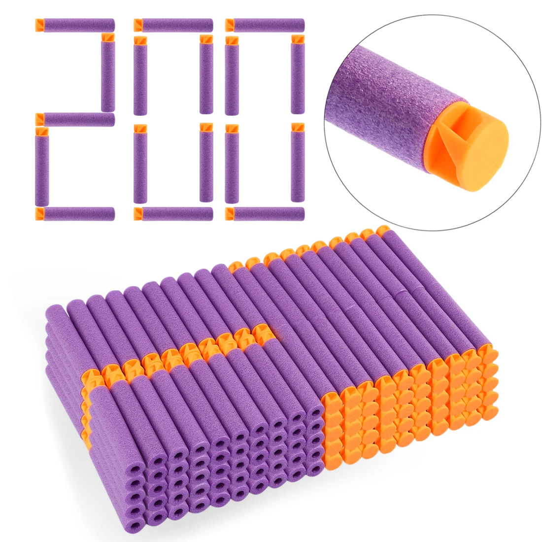 200 шт для пуль Nerf мягкая плоская головка 7,2 см запасная игрушка дартс пули для серии Nerf бластеры детские рождественские подарки - Цвет: Purple