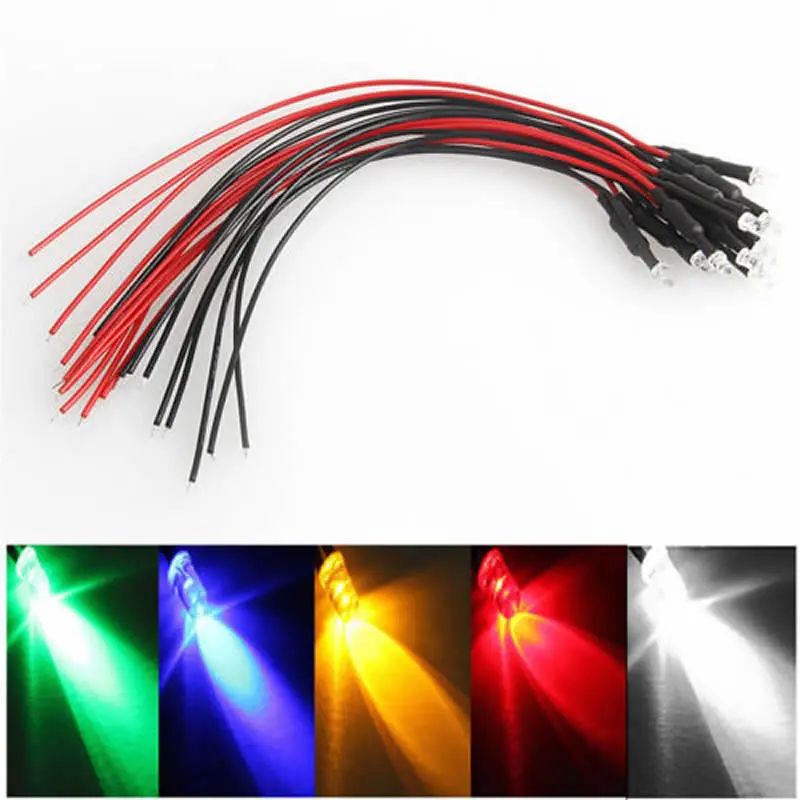 

10Pcs DC 24V Pre-wired LED Lamp Light Cable Bulb Emitting Diode 18cm 5mm Car Light Assembly