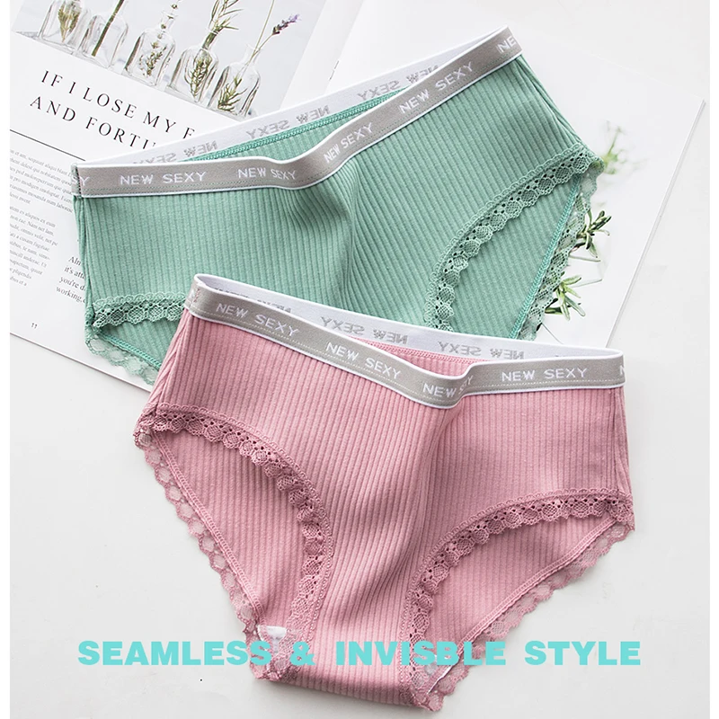 Fine Sewing Woman Underwear Cotton Striped Breathable Panties Sexy Lace Edge Underwear Women Cotton Crotch Lingerie Intimates Fine Sewing Woman Underwear Cotton Striped Breathable Panties Sexy Lace Edge Underwear Women Cotton Crotch Lingerie Intimates