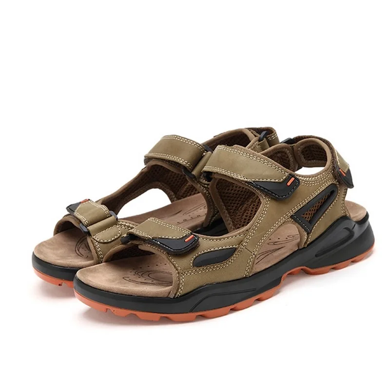 Genuíno Homens Alta cáqui Chegada 38 Size Marrom verde Novos Moda Big De Aa10051 Dos 45 Da Sandálias Couro Qualidade 2017 Claro Cunha Sapatos Afqq0Fow