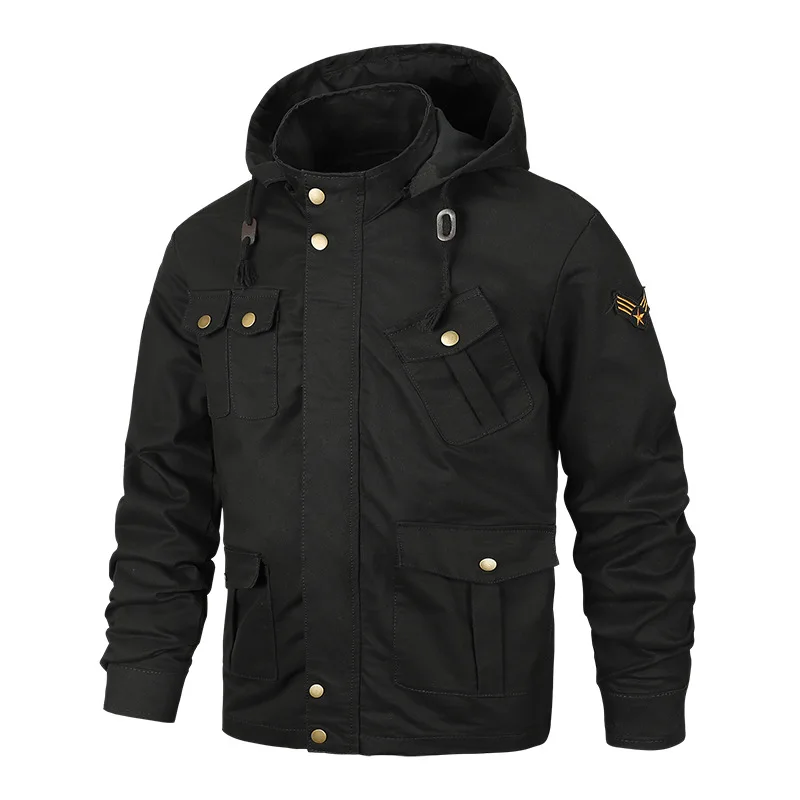 Осенняя мужская куртка 6XL большого размера из хлопка с капюшоном, Тактическая Военная куртка для занятий велоспортом, тренировками, спортом, альпинизмом, ветронепроницаемые теплые пальто