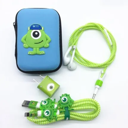 Три в одном мультфильм USB кабель наушники протектор линия заставка для Мобильный