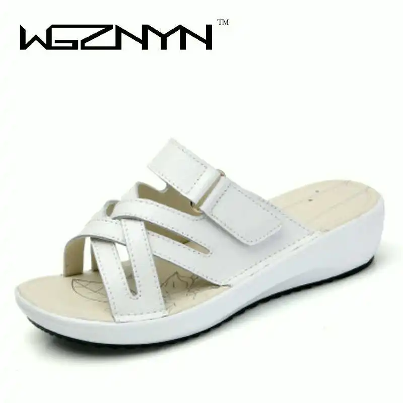 

2018 Summer women flat sandals slides shoes woman black white beach slippers comfortable sandals flip flops female shoes W0505