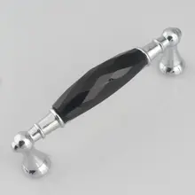 96mm Fashion glass Crystal handle silver k9 black Crystal kitchen cabinet dresser cupboard furntiure door handle pull PC 5″