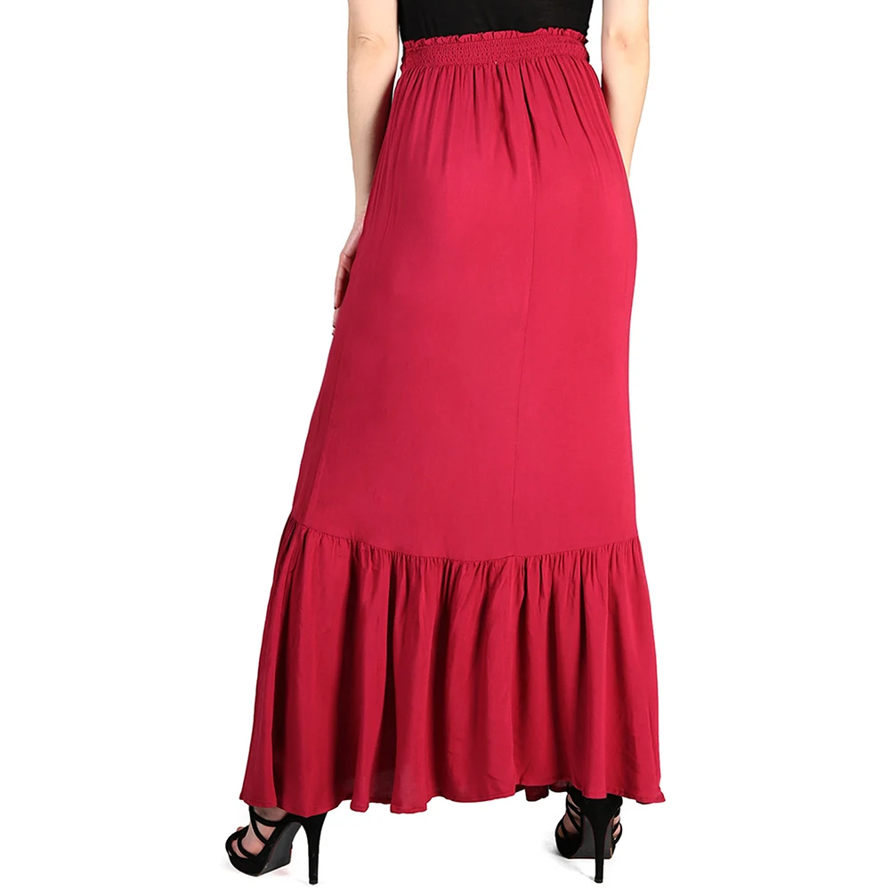 Kenancy однотонная пуговица дизайн плиссированная Эластичность Высокая талия длинные юбки женские длиной до пола красные Saia универсальные четыре сезона юбка